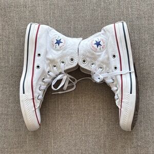 Converse Women’s White High-Top Sneakers with Red Accents Size 6